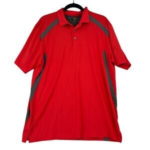 PGA Tour Golf Polo Shirt Men's Size L Orange Gray Motion Flux 360